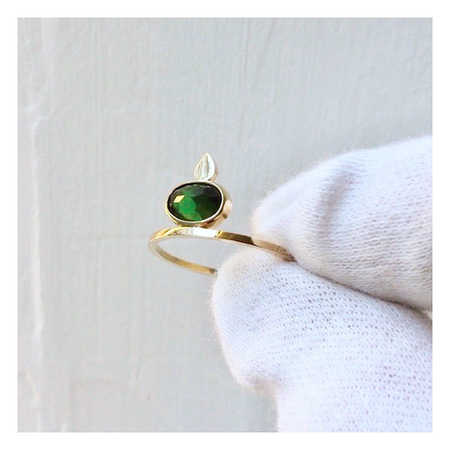 Orient Ring Guld, Grøn Turmalin