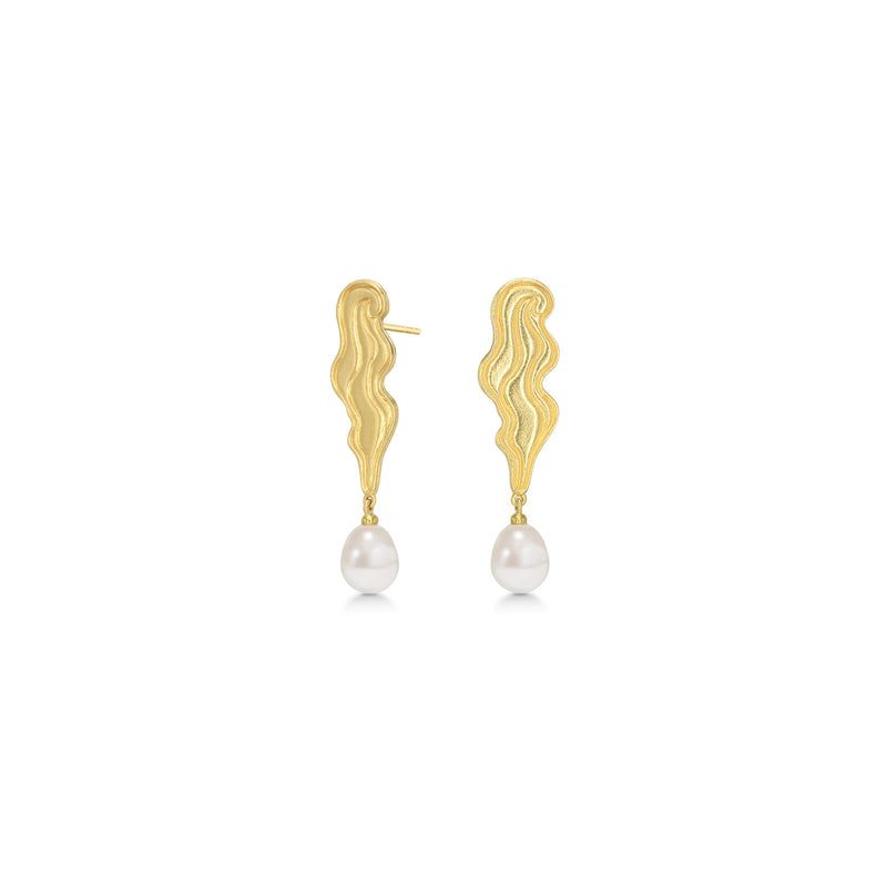 The Empress Earrings Gold Plated, White Pearls