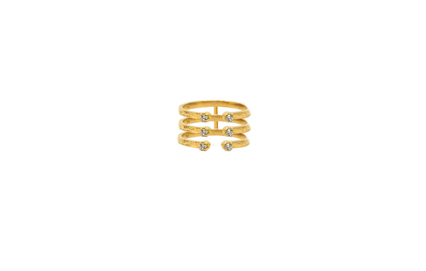 Eclipse Wire Three Jewels offener Ring I 14K Gold, Weißgold oder Rosegold I Diamanten-Halskette I 14K Gold, Weißgold oder Rosegold