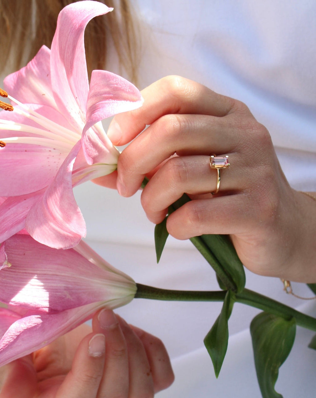 Nord Pink Turned 18K Guld Ring m. Turmalin & Diamant