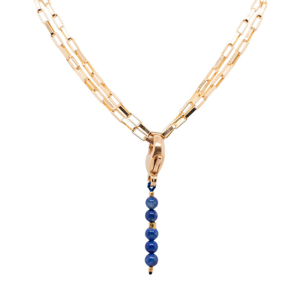Multi Gold Plated Necklace w. Lapis