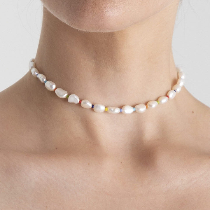 Collar Macarella 18K Gold Plated Necklace w. Pearls