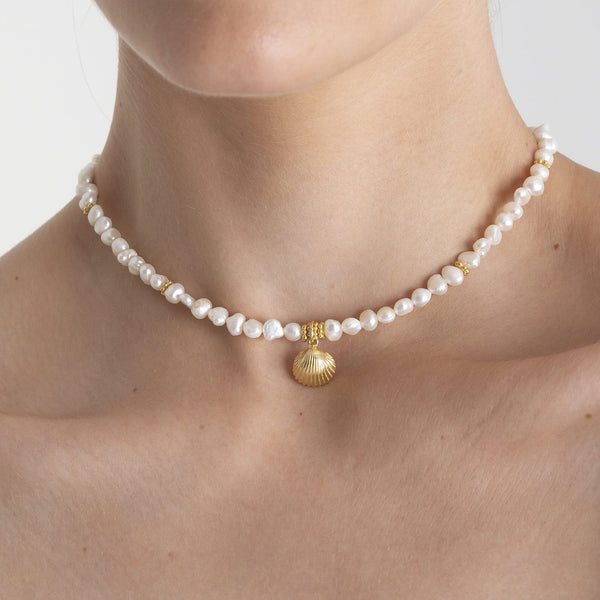 Collar Langob 18K Gold Plated Necklace w. Pearls