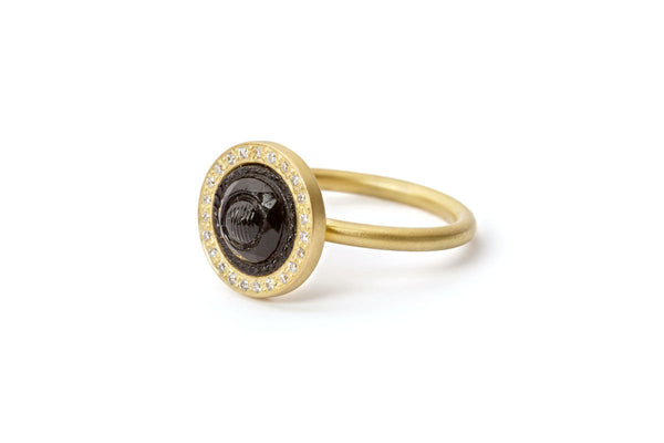 Noir 'Esther' 18K Guld Ring m. Diamant & Jet sten