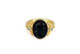 Noir 'Camé' 18K Gold Ring w. Diamond & Jet Stone