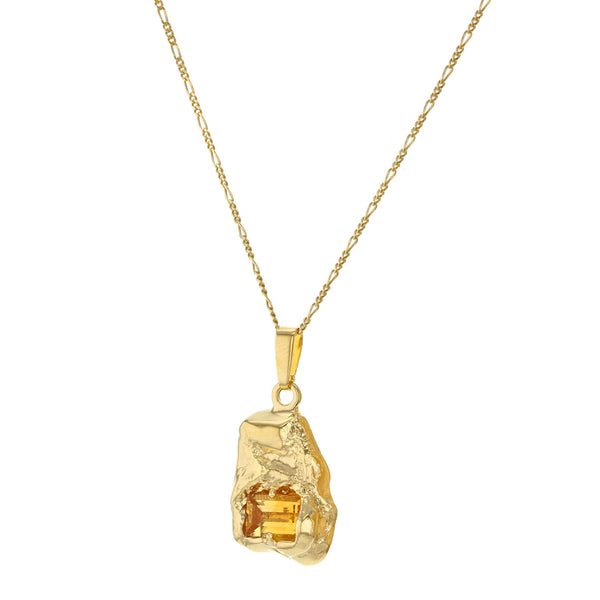 Single Entity Gold Plated Necklace w. Orange Zirconia