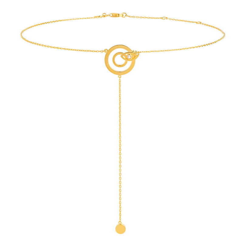 Modern Words Iris Choker 18K Gold Plated Necklace w. Crystal