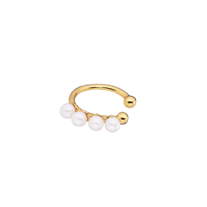 Pearly Earcuff aus 18K goldplattiert I Weiße Perlen
