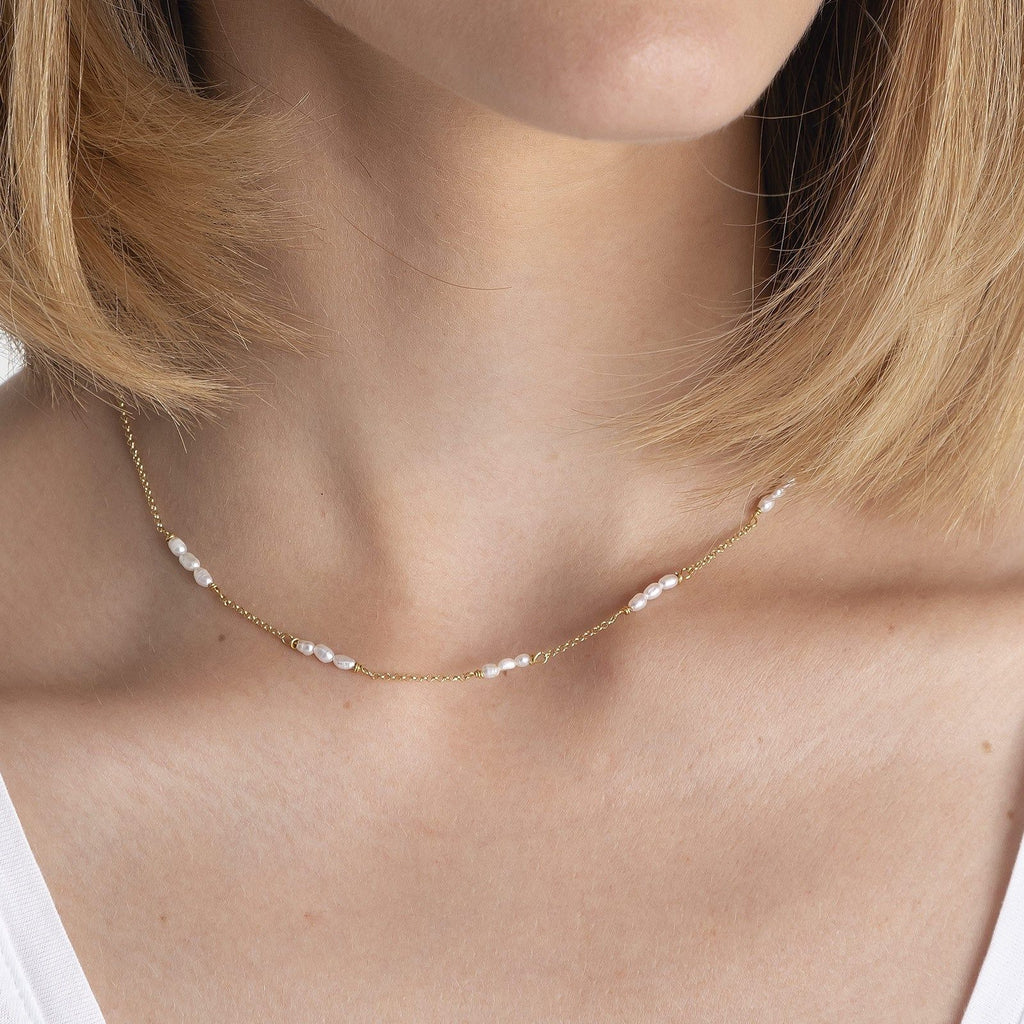 Fiji 18K Gold Plated Necklace w. Pearls