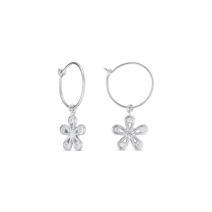 Unity Flower Silver Hoops w. Zirconia