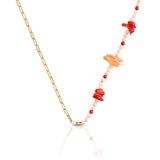 Belice 18K Gold Plated Necklace w. Coral