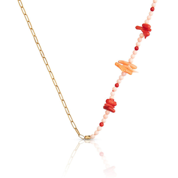 Belice 18K Gold Plated Necklace w. Coral