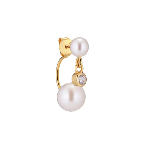 Pure Shore 18K Gold Plated Stud w. White Pearls