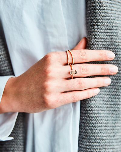 Nord Purity Turned 18K Gold Ring w. Quartz & Diamond