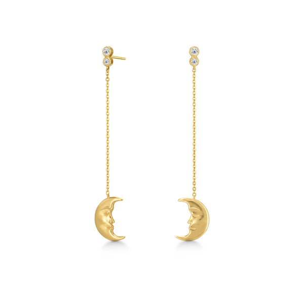 Hanging Moon Gold Plated Earring