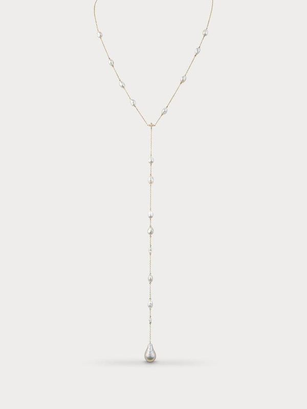 Pearl & Diamond Lariat (Made to Order)