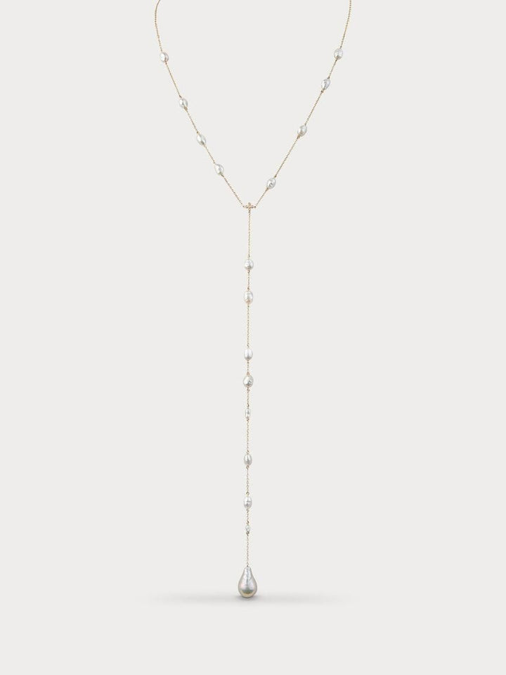 Pearl & Diamond Lariat (Made to Order)