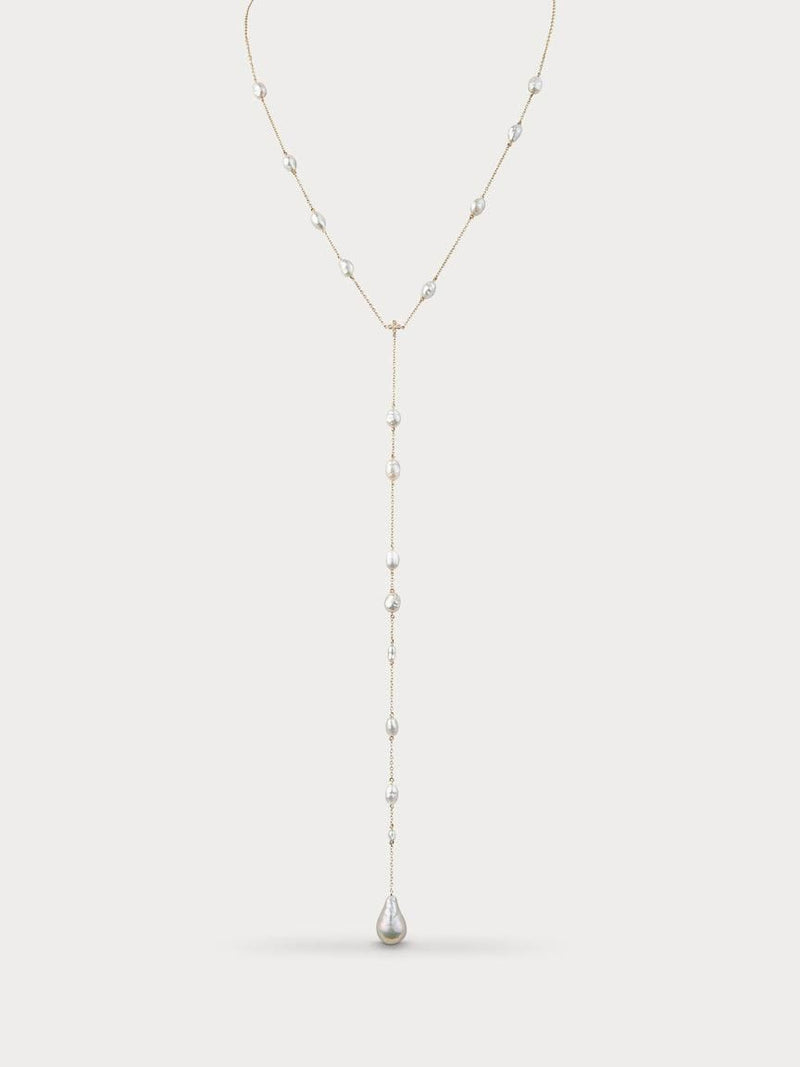 Pearl & Diamond Lariat (Made to Order)