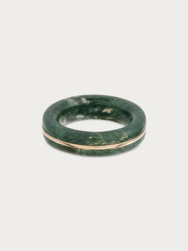 Essential Gem Stacker Ring - Green Moss Agate (Made to Order)
