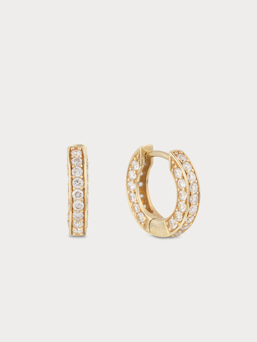 Triple Diamond Huggie - Classic