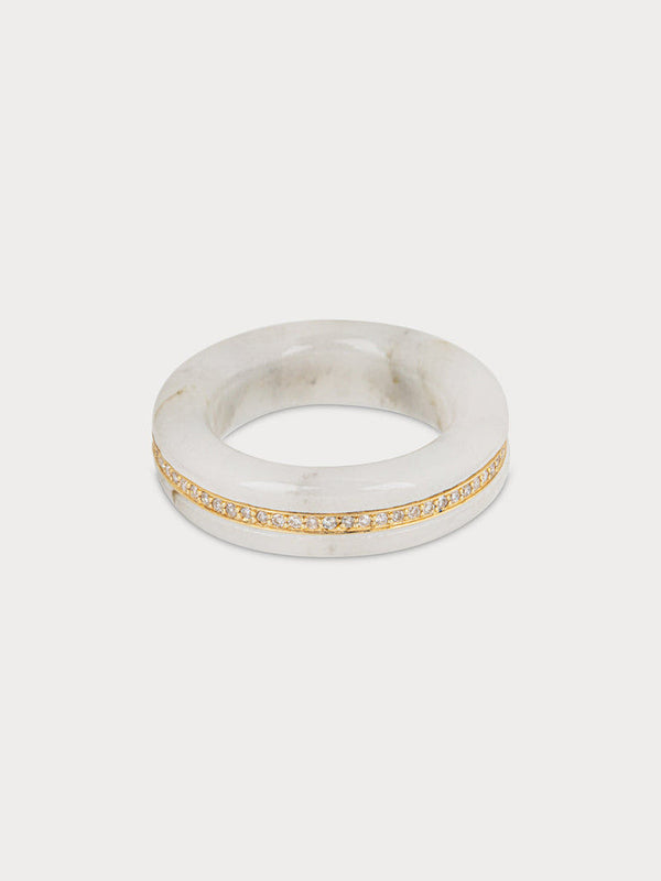 Stone Linings Ring - White Marble (Made to Order)