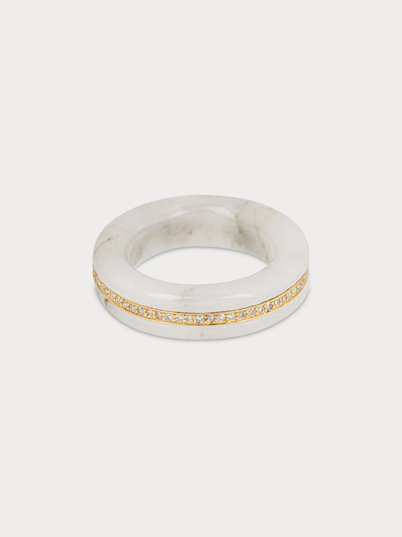 Stone Linings Ring - White Marble (Made to Order)