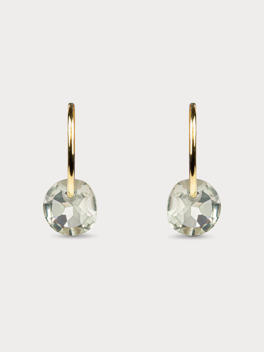 Rose Cut Green Amethyst Hoops