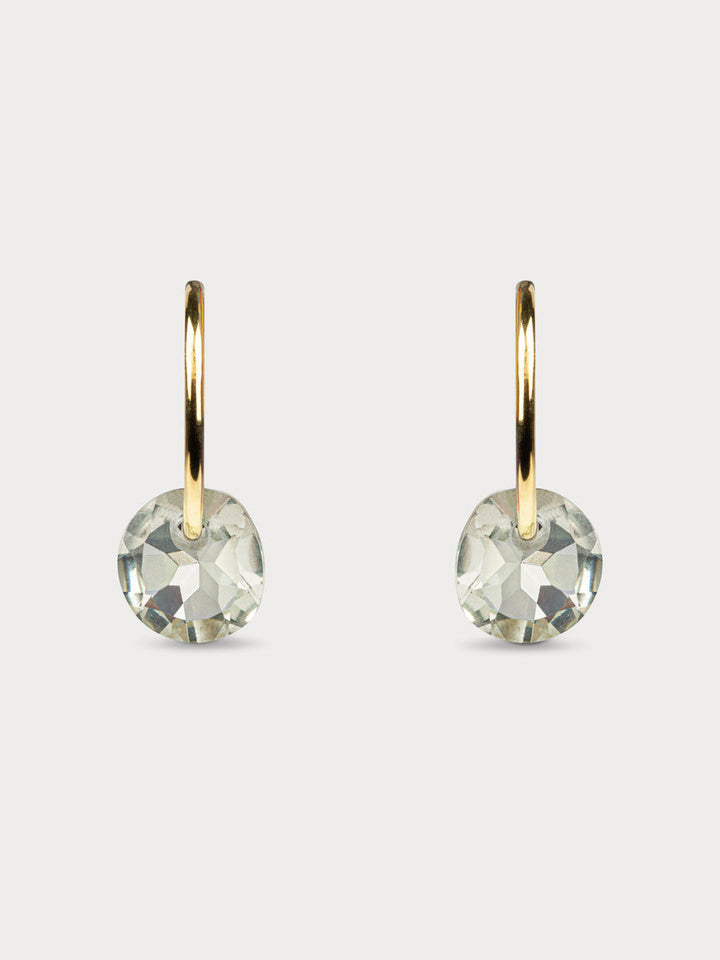 Rose Cut Green Amethyst Hoops