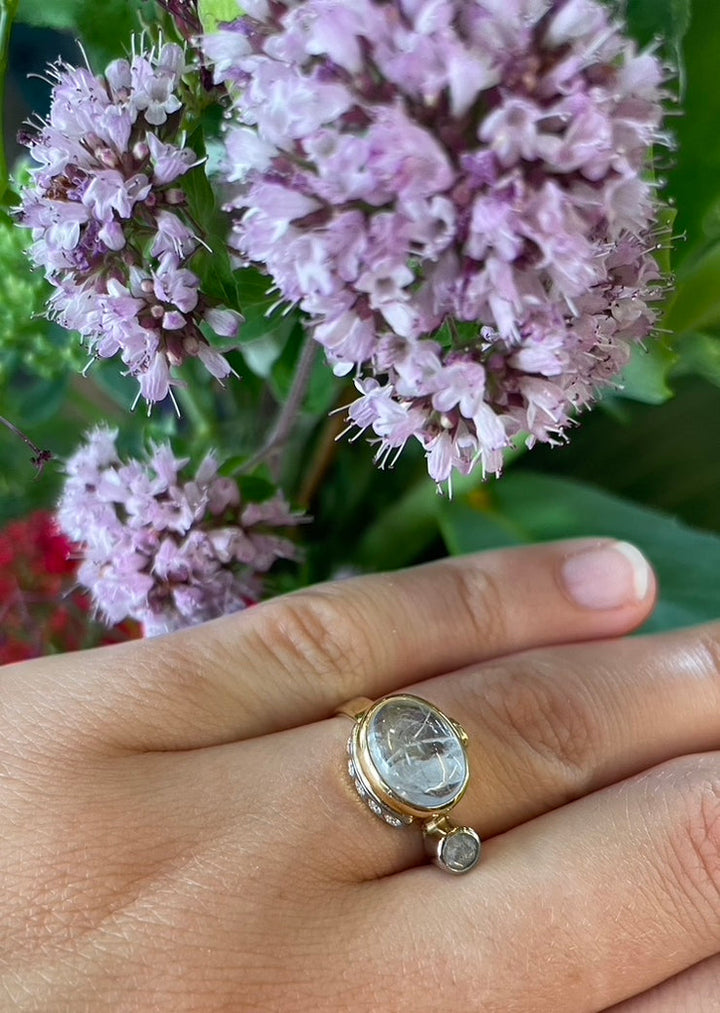 Cocktail 18K & 22K Guld & Hvidguld Ring m. Safir & Diamanter