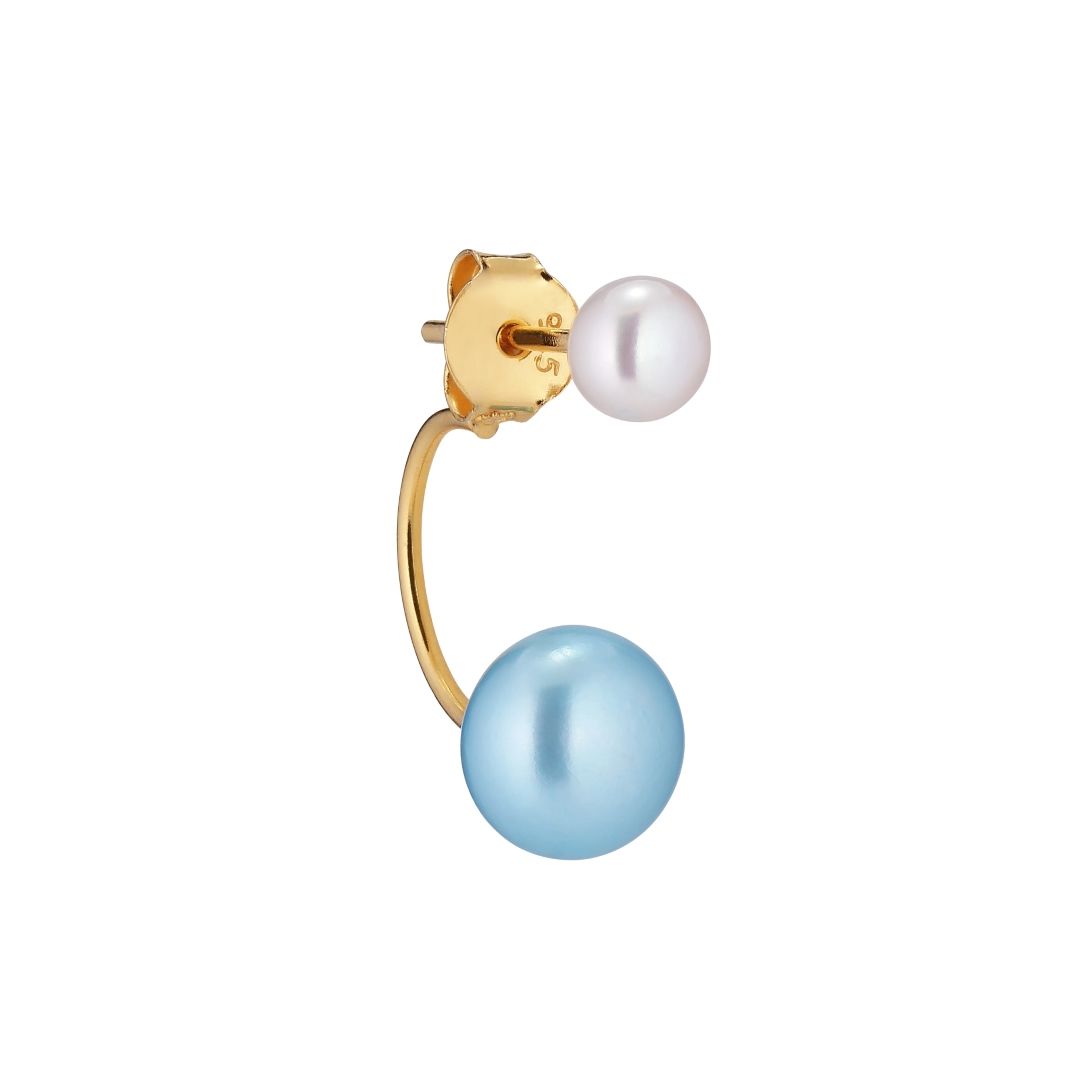 Treasure Turquoise 18K Gold Plated Stud w. White Pearls