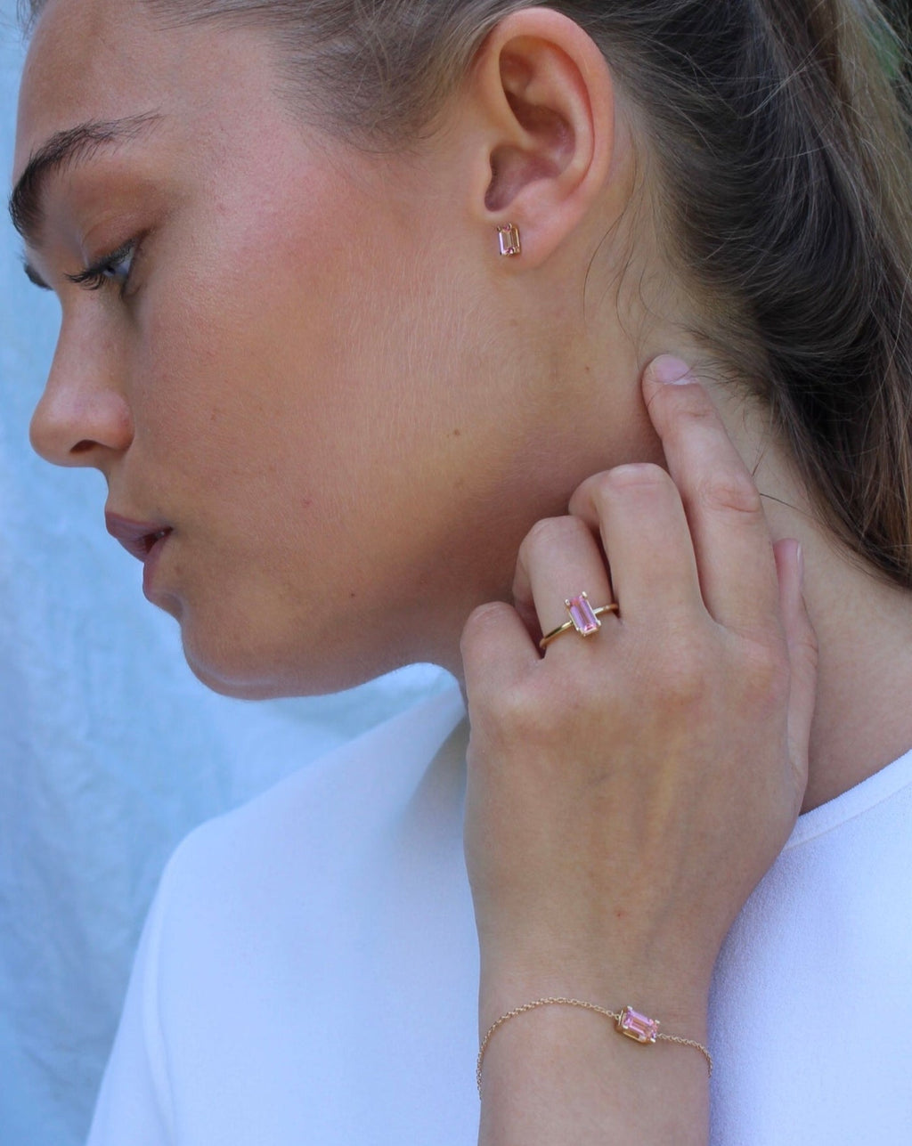 Nord Pink Turned 18K Guld Ring m. Turmalin & Diamant