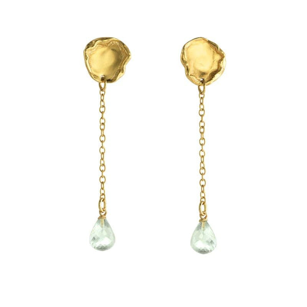 Arva Droplet Gold Plated Earrings w. Crystals
