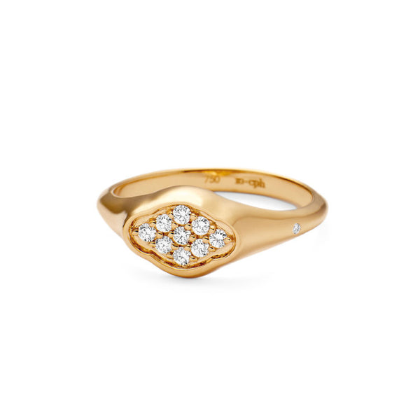 Rock Signet 18K Guld Ring m. Diamanter
