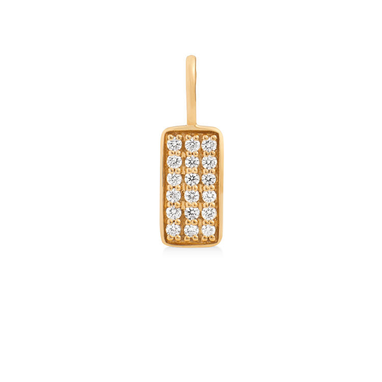 Rock Square 18K Gold Pendant w. Diamonds