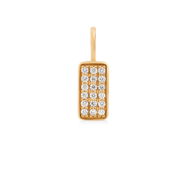 Rock Square 18K Gold Pendant w. Diamonds