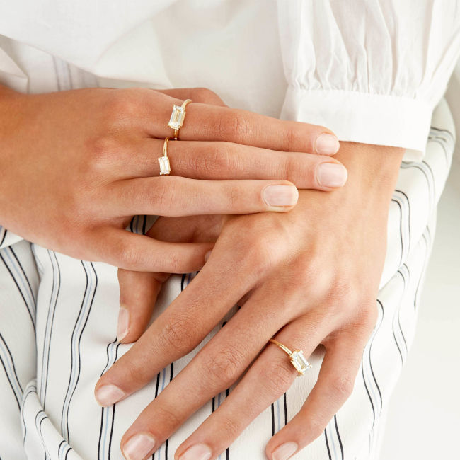 Nord Big 18K Gold Ring w. White Topaz