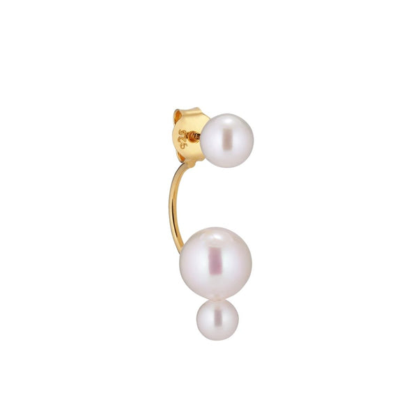 Sway 18K Gold Plated Stud w. White Pearls