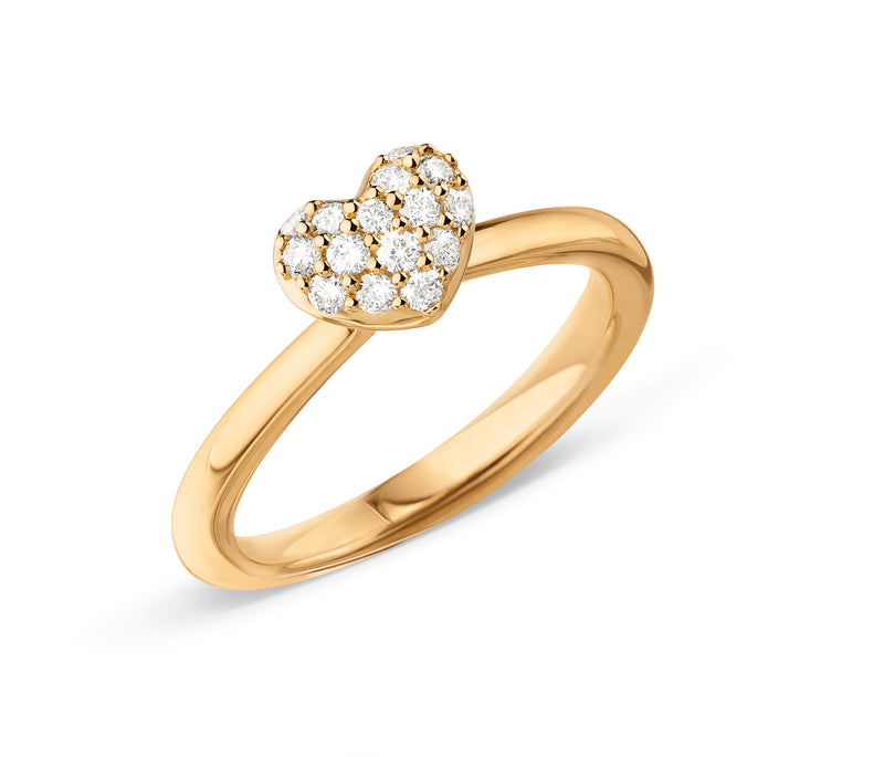Hjerte 18K Guld Ring m. Diamanter