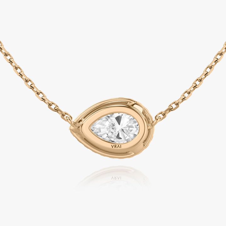 Pear Halo 14K Rosegold Necklace w. Lab-Grown Diamonds