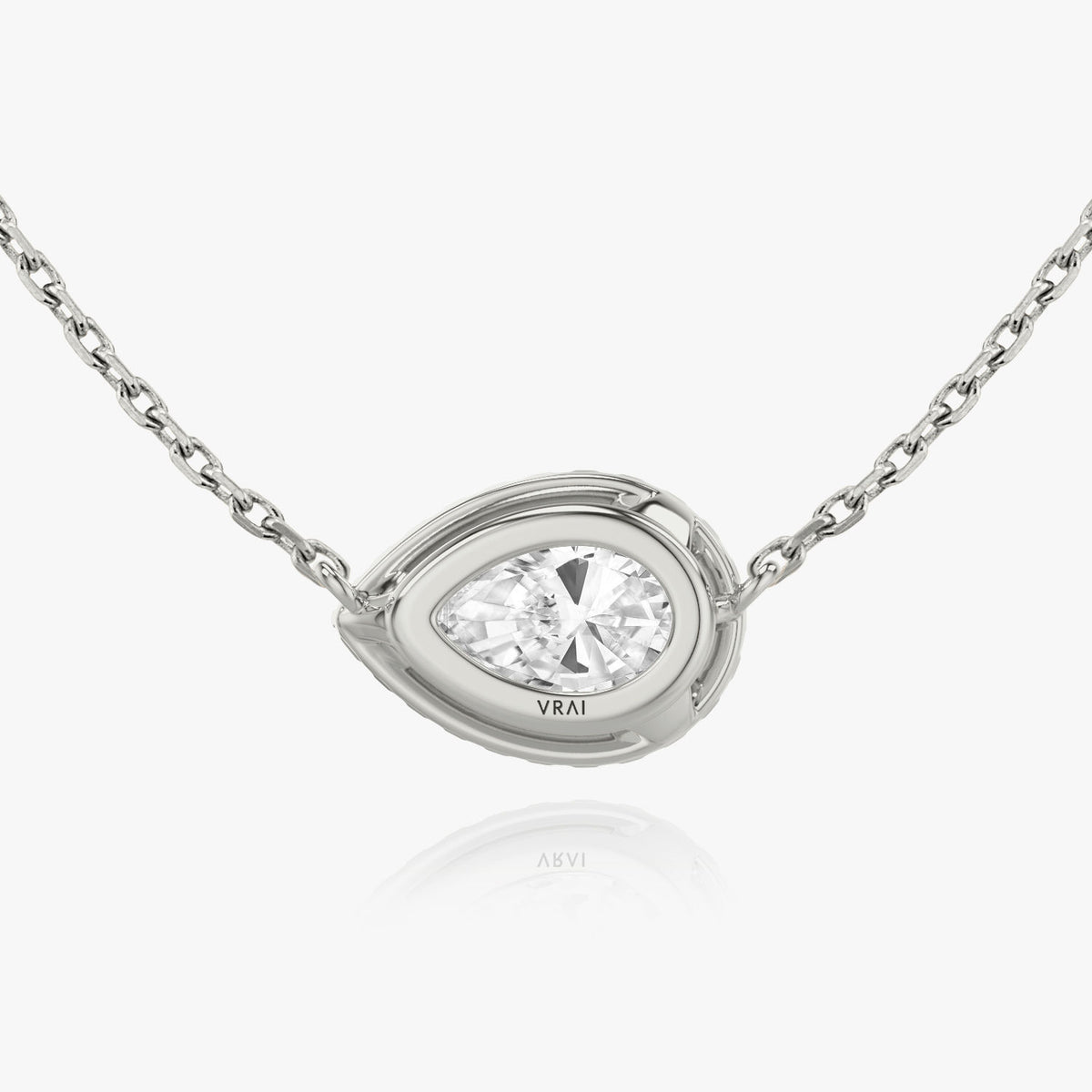 Pære Halo 14K Hvidguld Halskæde m. Lab-Grown Diamanter