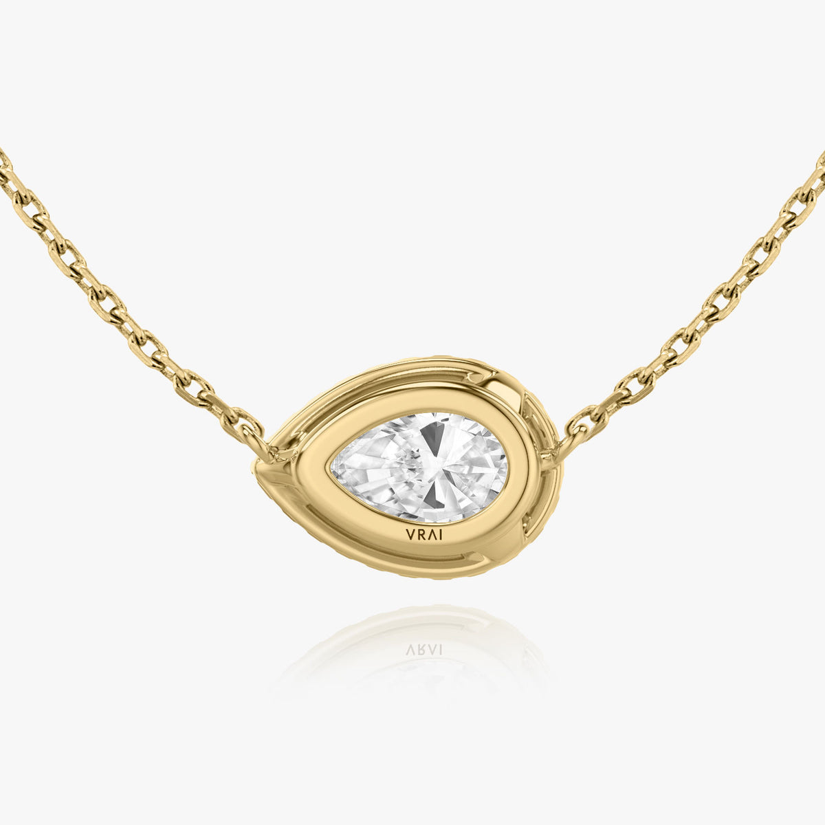 Pear Halo 14K Gold Necklace w. Lab-Grown Diamonds