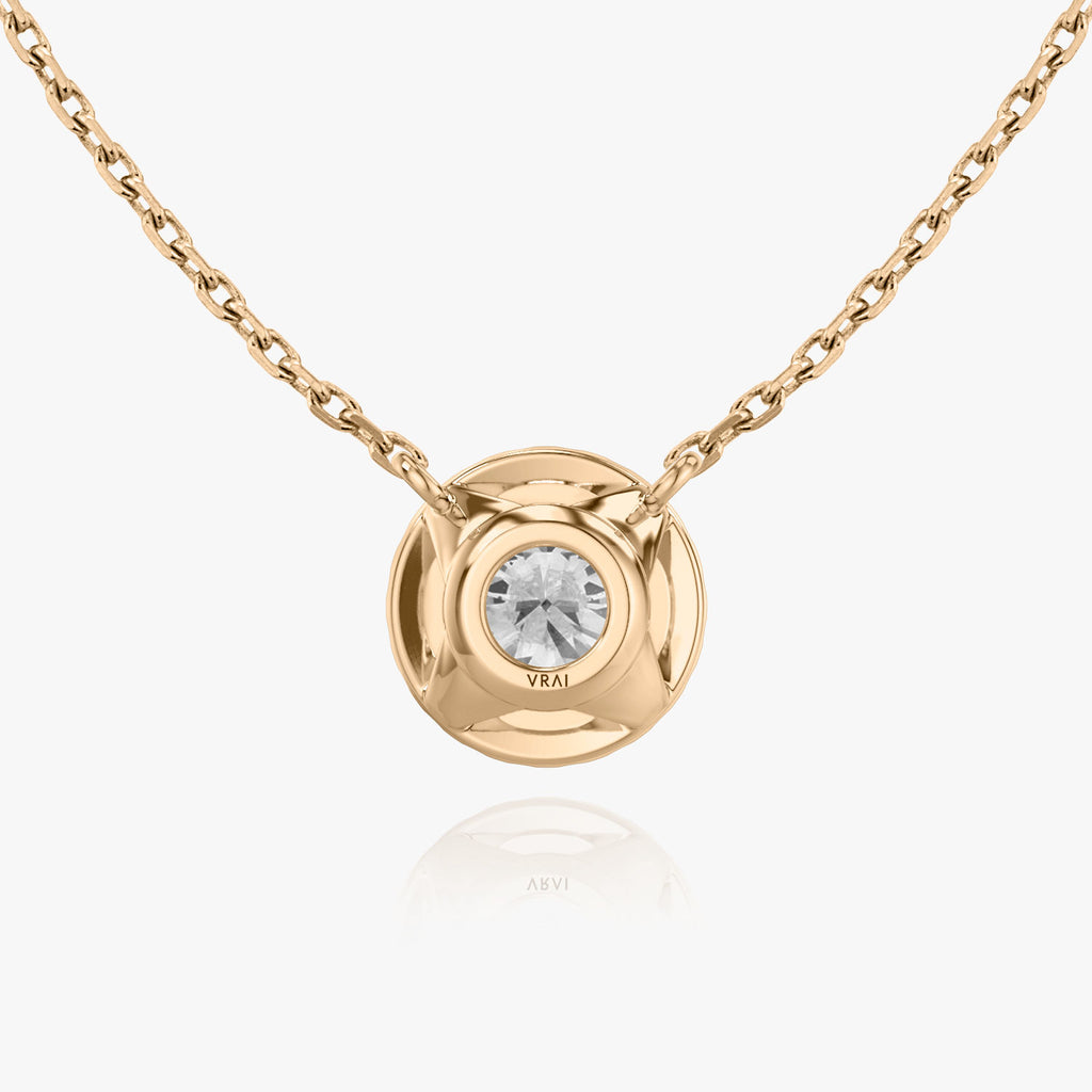 Brilliant Round Halo 14K Rosegold Necklace w. Lab-Grown Diamonds