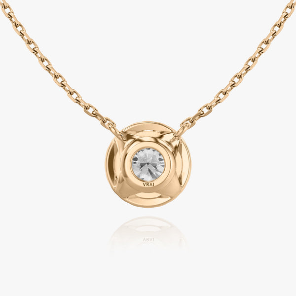 Halskette aus 14K Rosegold I Rundes Halo-Design I Labor-Diamanten