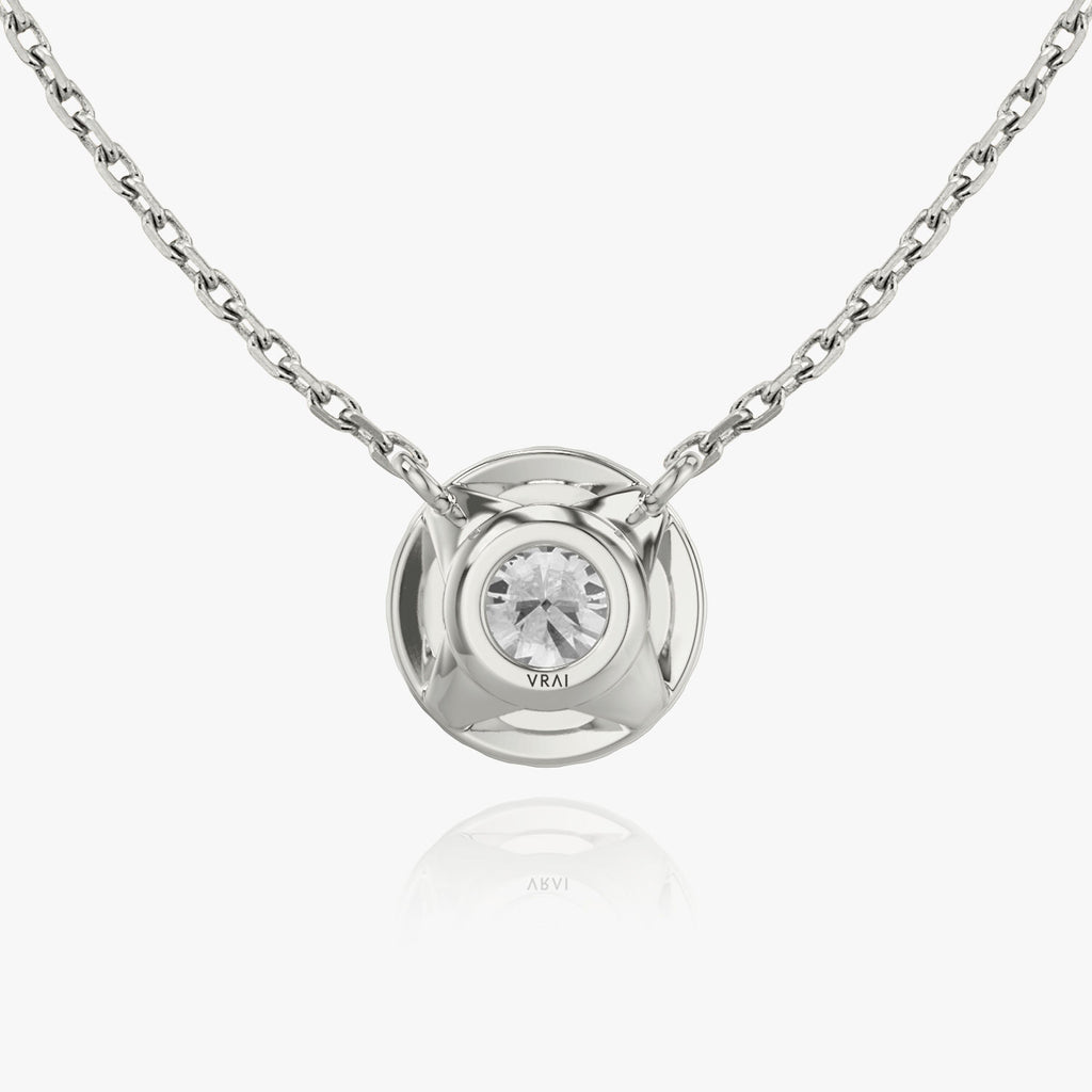 Brilliant Round Halo 14K Whitegold Necklace w. Lab-Grown Diamonds