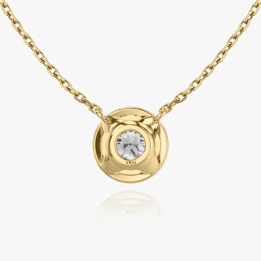 Brilliant Round Halo 14K Gold Necklace w. Lab-Grown Diamonds