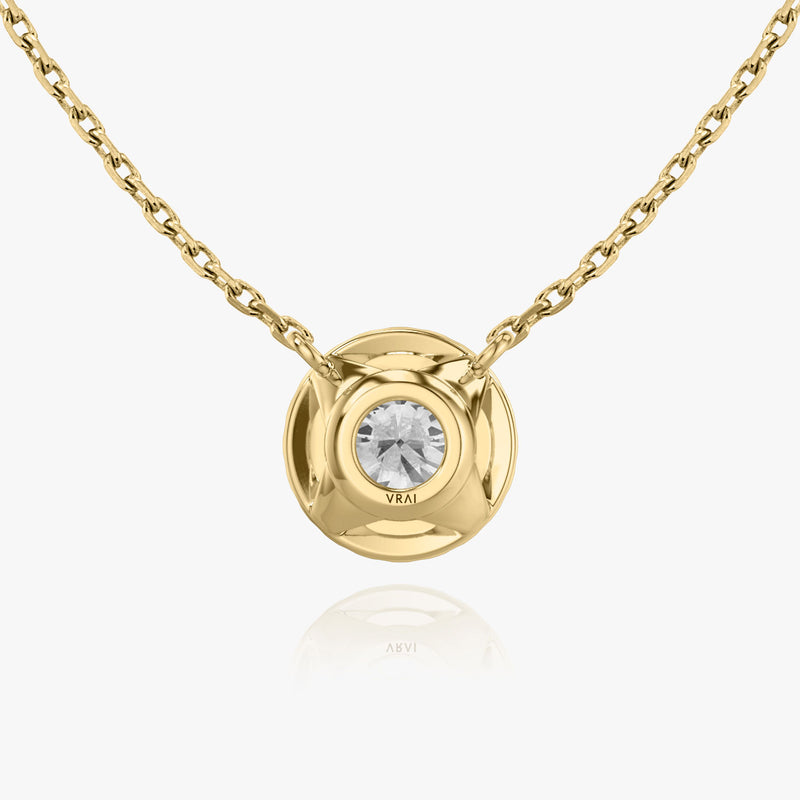 Brilliant Round Halo 14K Gold Necklace w. Lab-Grown Diamonds