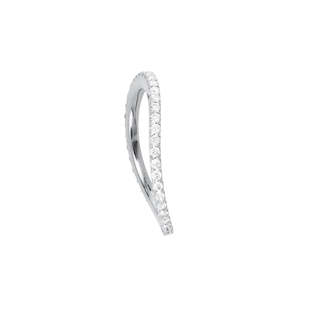 Love Bands Curved 18K Whitegold Ring w. Diamonds
