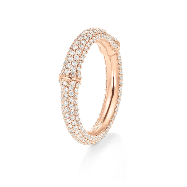 Nature Pavé-Ring aus 18K Rosegold I Diamanten