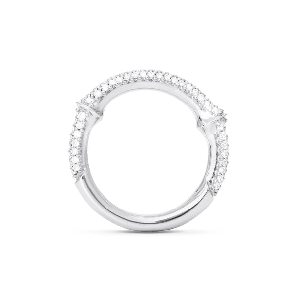 Nature Halv Pavé 18K Hvidguld Ring m. Diamanter