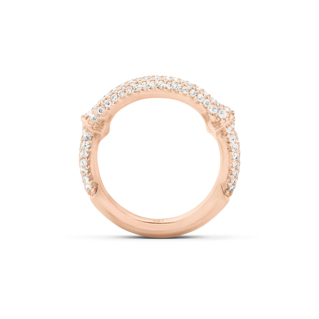 Nature Half Pavé 18K Rosegold Ring w. Diamonds